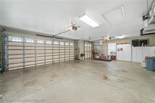 garage with a garage door opener