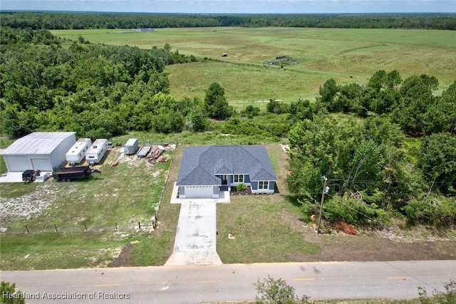 aerial view with a rural view