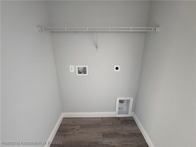 1940 Alan St, Sebring, FL 33875 - clothes washing area with washer hookup, dark hardwood / wood-style floors, and hookup for an electric dryer