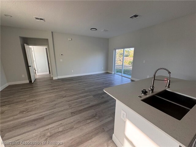 1940 Alan St, Sebring, FL 33875 - kitchen featuring an island with sink, hardwood / wood-style flooring, and sink