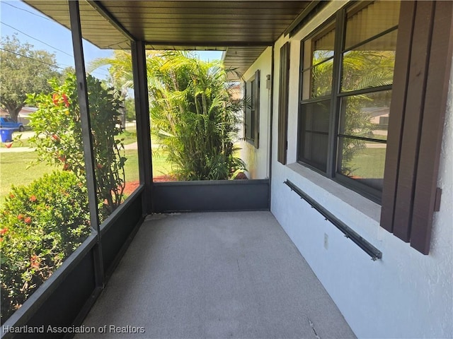 view of unfurnished sunroom