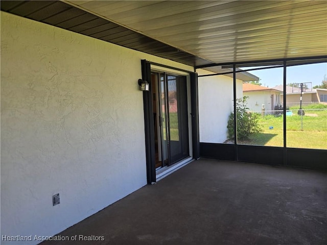 view of unfurnished sunroom