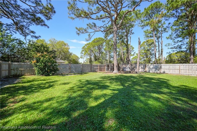 view of yard featuring a fenced backyard