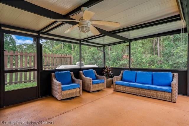 245 Lake Blvd, Sebring, FL 33875 - sunroom / solarium with an outdoor living space and ceiling fan