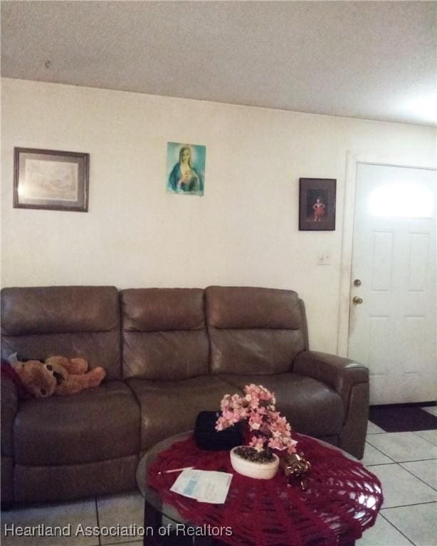 view of tiled living area