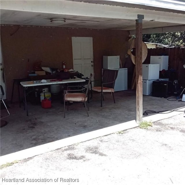 view of garage