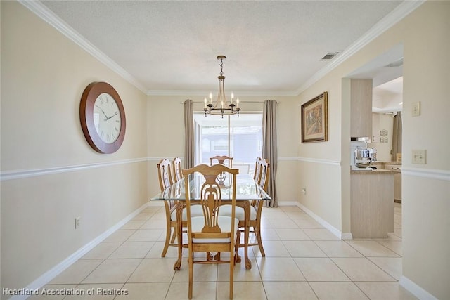 1712 Sunrise Pl, Sebring, FL 33870 - dining area featuring a chandelier, crown molding, and light tile patterned floors