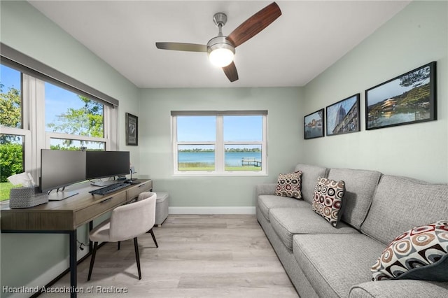 1622 Dinner Dr, Sebring, FL 33870 - office featuring light wood-type flooring, baseboards, and ceiling fan