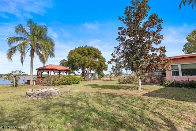 view of yard with a gazebo