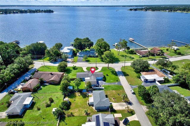 bird's eye view featuring a water view