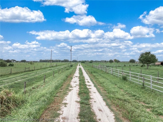 view of road with a rural view