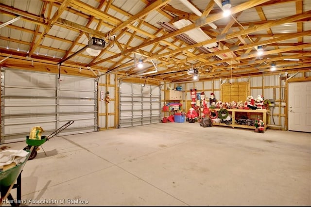 garage with a garage door opener