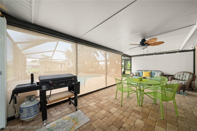1904 Mulligan Rd, Sebring, FL 33872 - sunroom featuring outdoor dining space and a ceiling fan