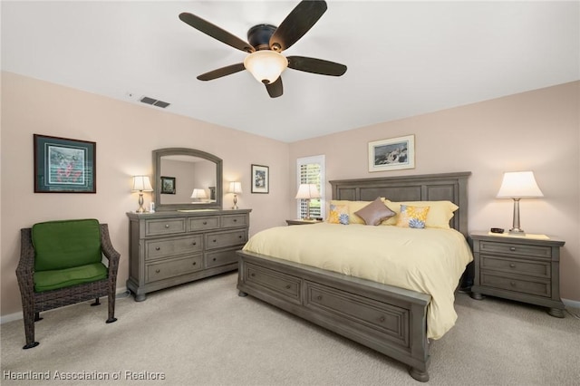 1904 Mulligan Rd, Sebring, FL 33872 - bedroom with light carpet, baseboards, and ceiling fan
