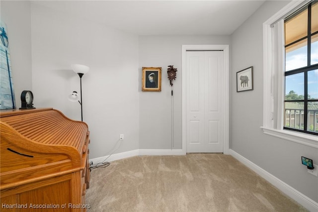 sitting room with light carpet