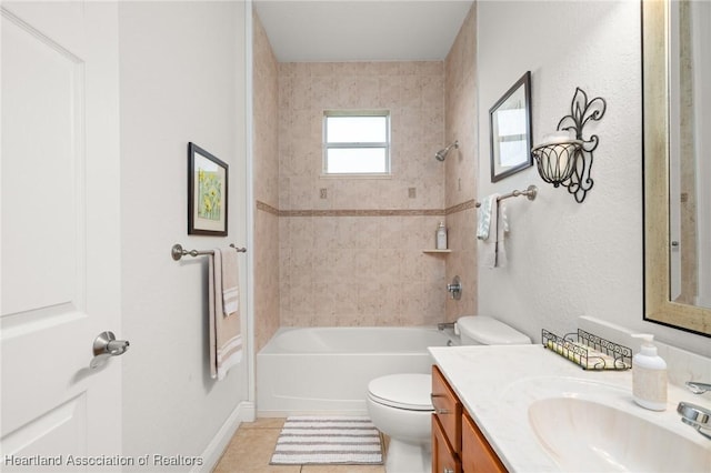 3038 Cedora Ter, Sebring, FL 33870 - bathroom with vanity, tile patterned flooring, and shower / bathtub combination
