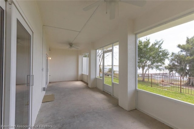 view of unfurnished sunroom