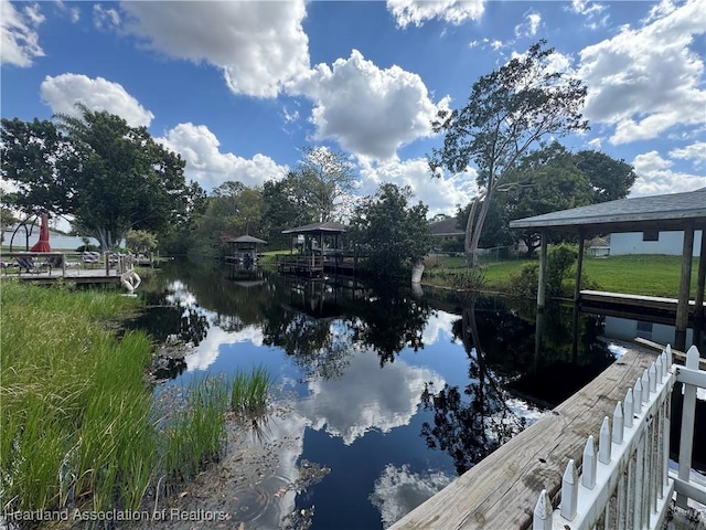 water view with a dock