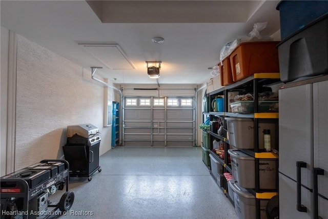 garage with a garage door opener