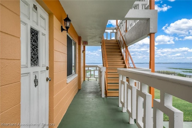 balcony with a water view