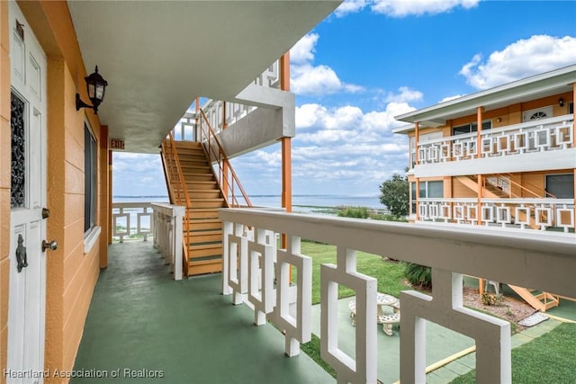 balcony with a water view