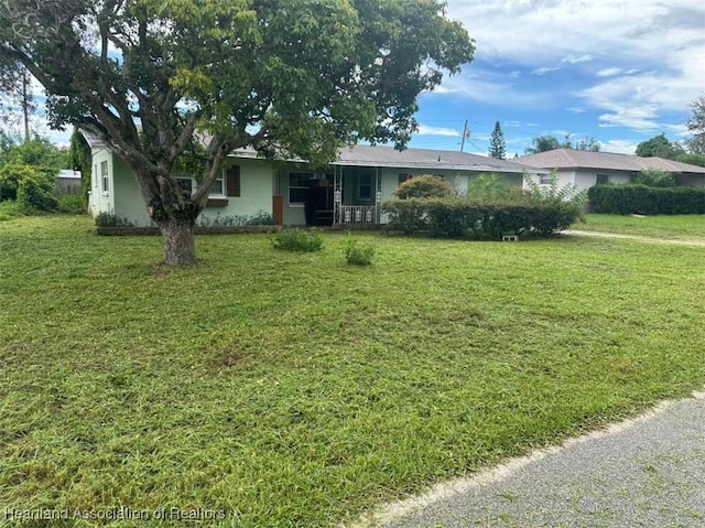 ranch-style house featuring a front yard