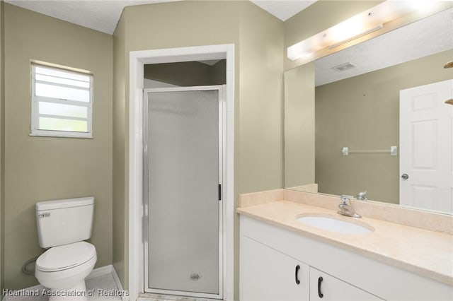 5808 Twisted Oaks Dr, Sebring, FL 33876 - full bathroom with a shower stall, toilet, vanity, and baseboards