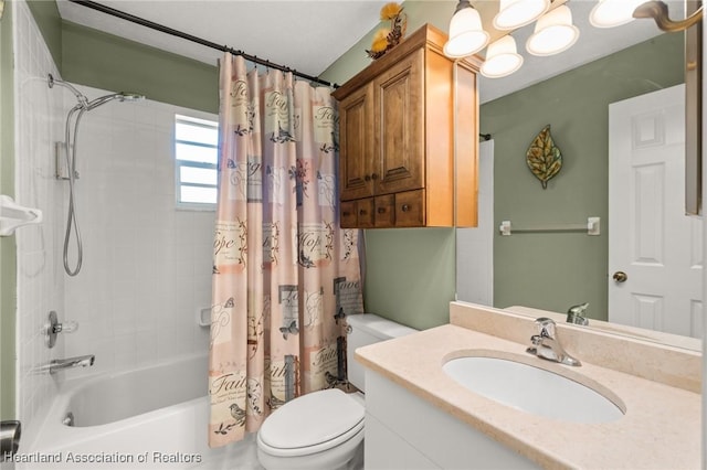5808 Twisted Oaks Dr, Sebring, FL 33876 - bathroom featuring toilet, shower / tub combo with curtain, and vanity