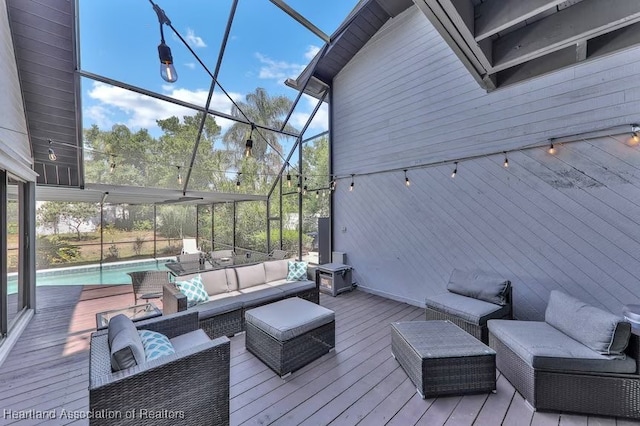 deck featuring an outdoor living space