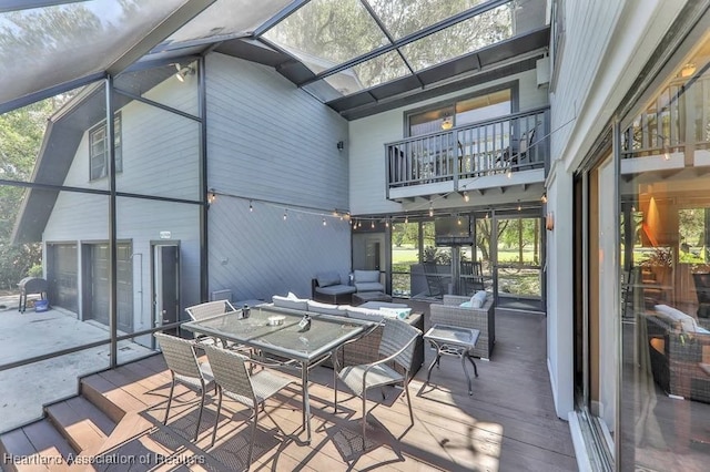 view of patio / terrace featuring a balcony and an outdoor hangout area