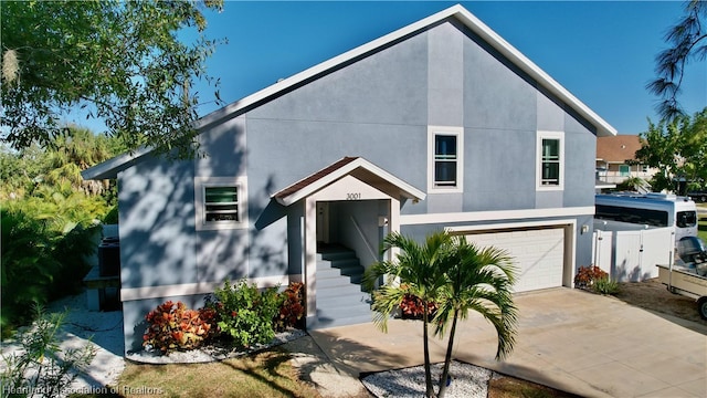 modern home featuring a garage