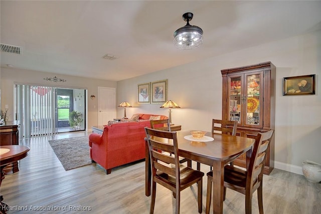 dining room with light hardwood / wood-style flooring