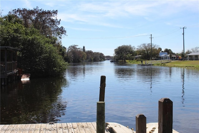 dock area with a water view