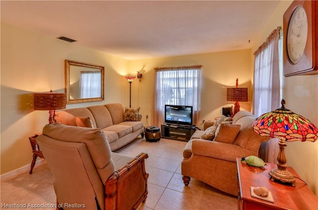 view of tiled living room