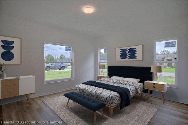 bedroom with hardwood / wood-style floors