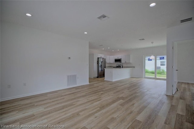 unfurnished living room featuring light hardwood / wood-style flooring