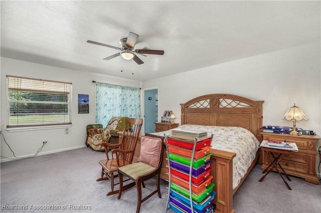 bedroom with carpet floors and ceiling fan