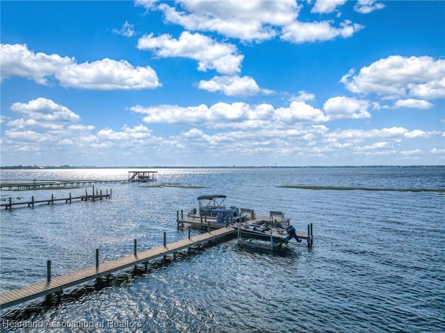 dock area featuring a water view