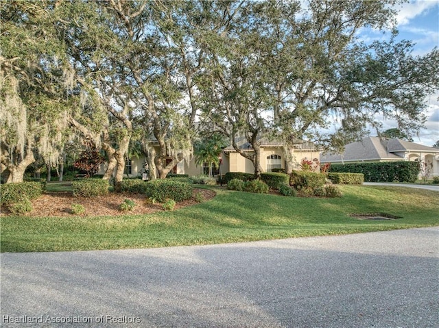 view of front of property with a front lawn