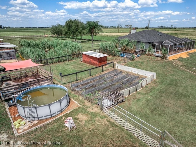 drone / aerial view with a rural view