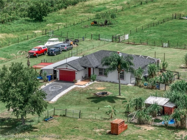 bird's eye view with a rural view