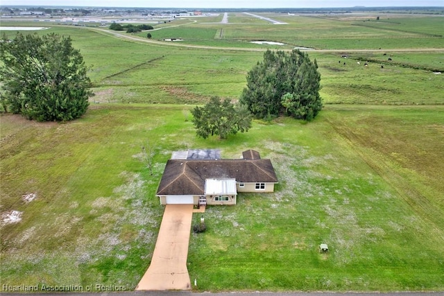 aerial view featuring a rural view