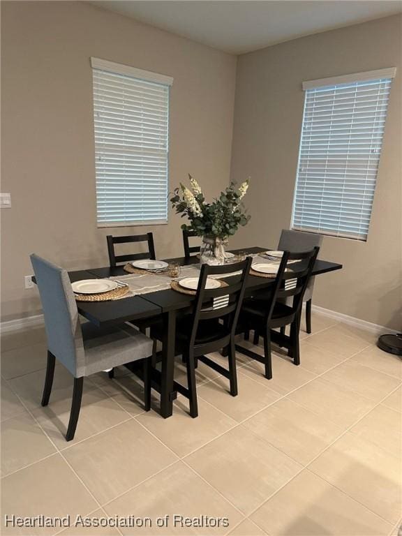 view of tiled dining space