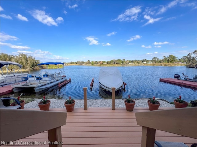 view of dock featuring a water view