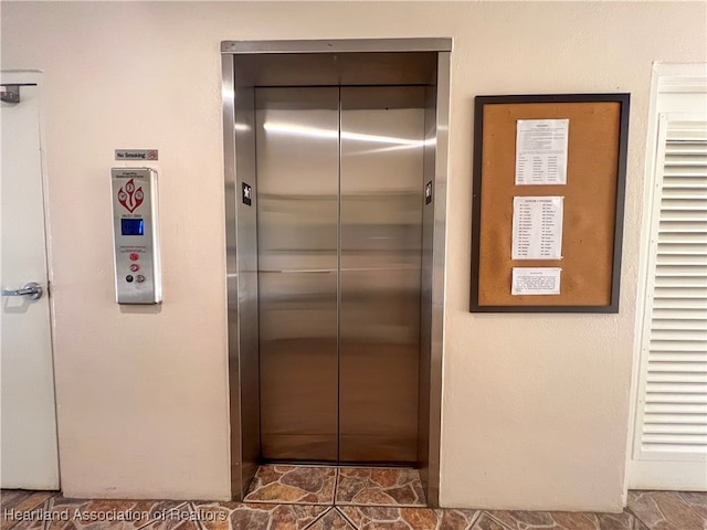 interior space with elevator