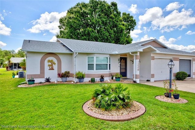 1226 Advantage Ave, Sebring, FL 33872 - ranch-style home with a garage, stucco siding, driveway, and a front yard