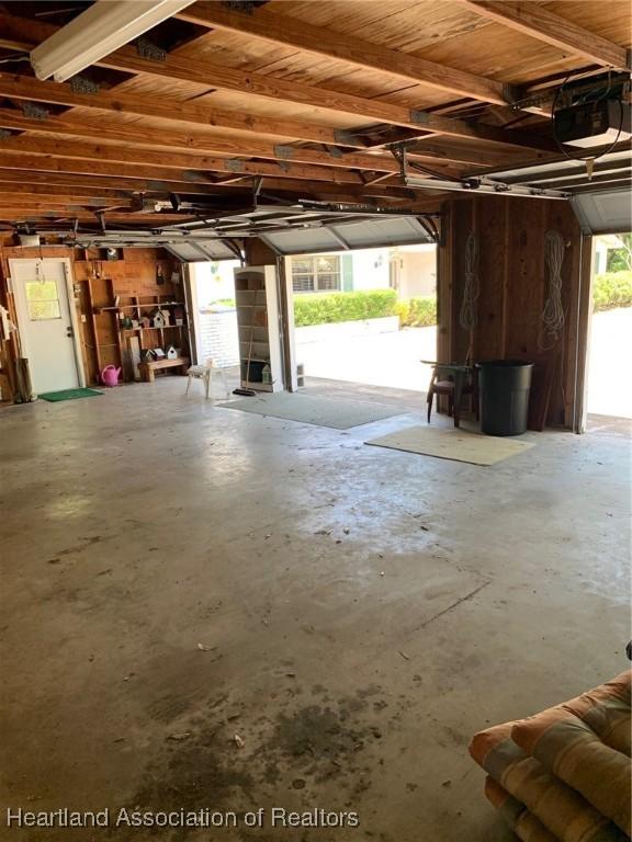 garage with a garage door opener