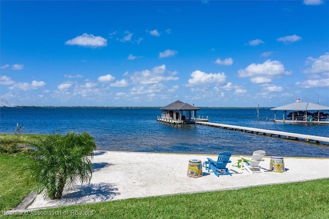 view of water feature featuring a dock