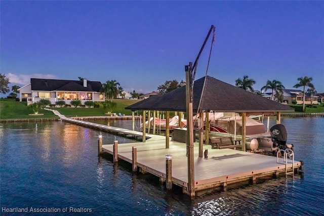 view of dock featuring a water view