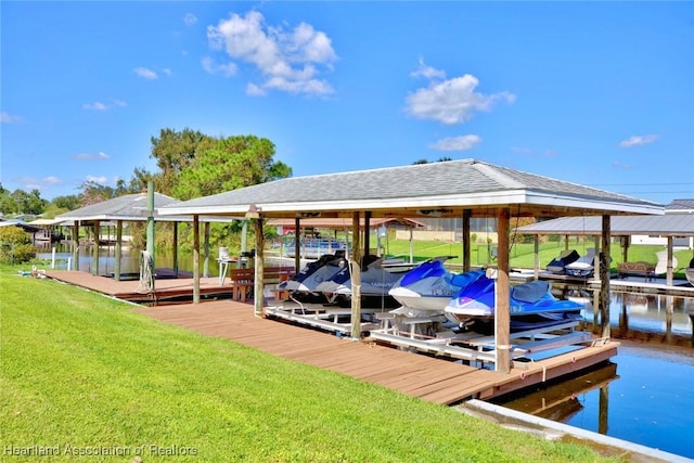 dock area featuring a water view